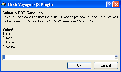 The GCMPlugin select PRT condition dialog